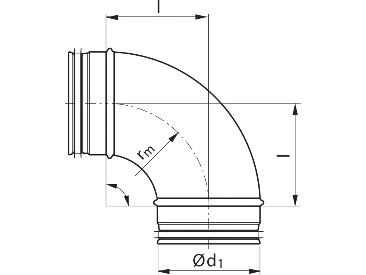 Spiralrohrbogen 90°  80 mm - BU-V