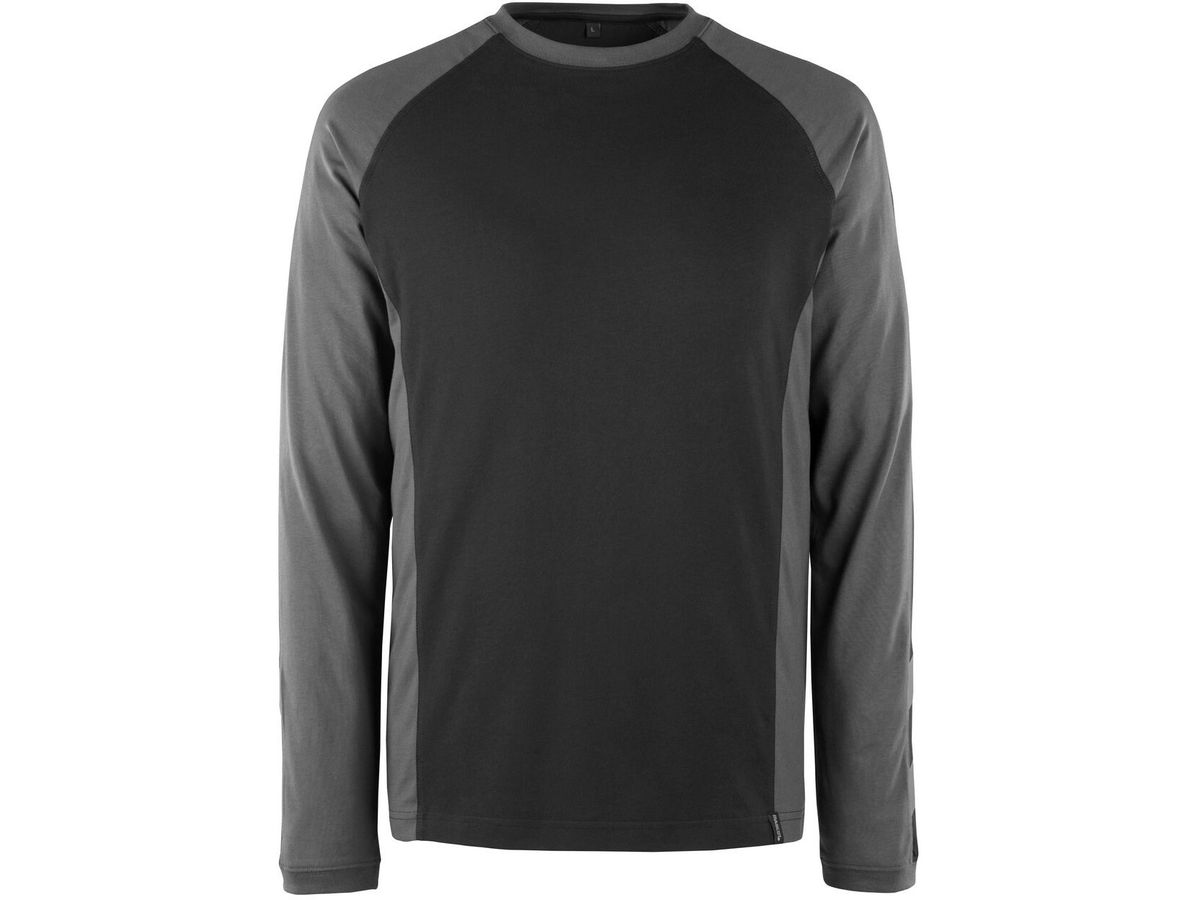 Bielefeld T-Shirt langarm, Gr. XL - schwarz/dunkelanthrazit, 60% CO/40% PES