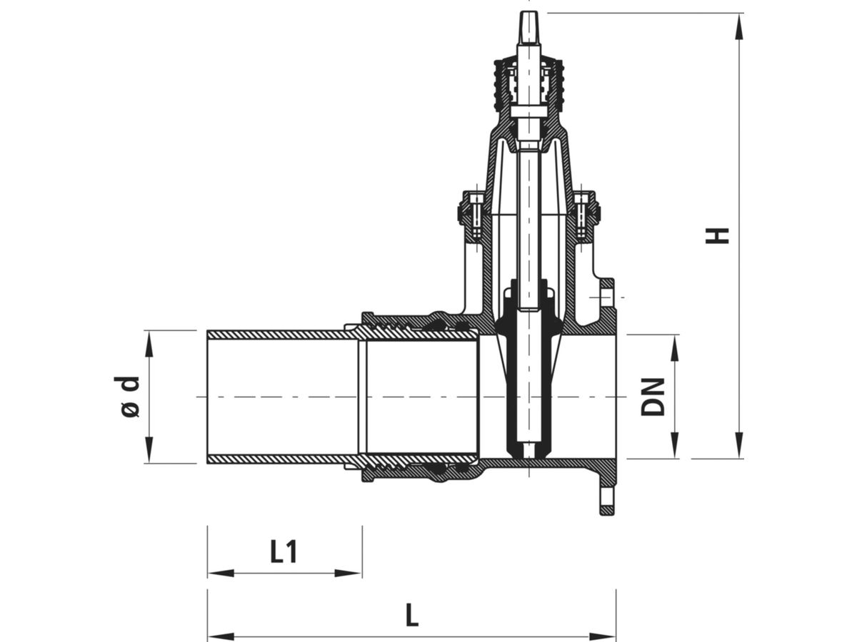 Flansch-/PE-Einschweiss-Schieber PN 16 - PN 16  DN  80, d  90 mm  4850