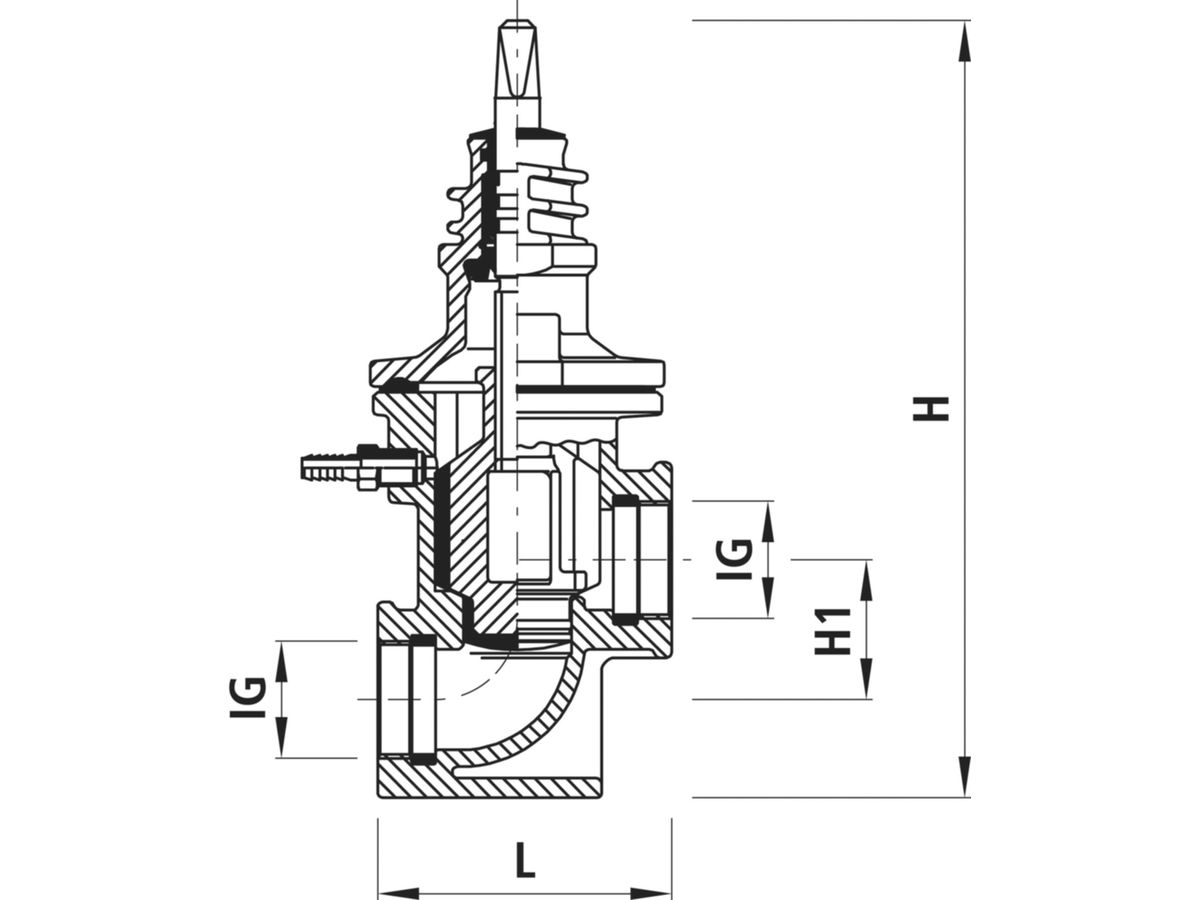Hausanschluss-Ventil PN 16  IG 11/2" - m. Entleerung u. Druckwasserschutz  2491