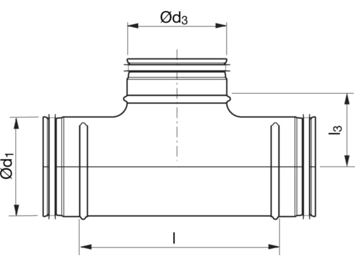 Spiralrohr T-Stück reduziert 150/80mm - TCPU-V