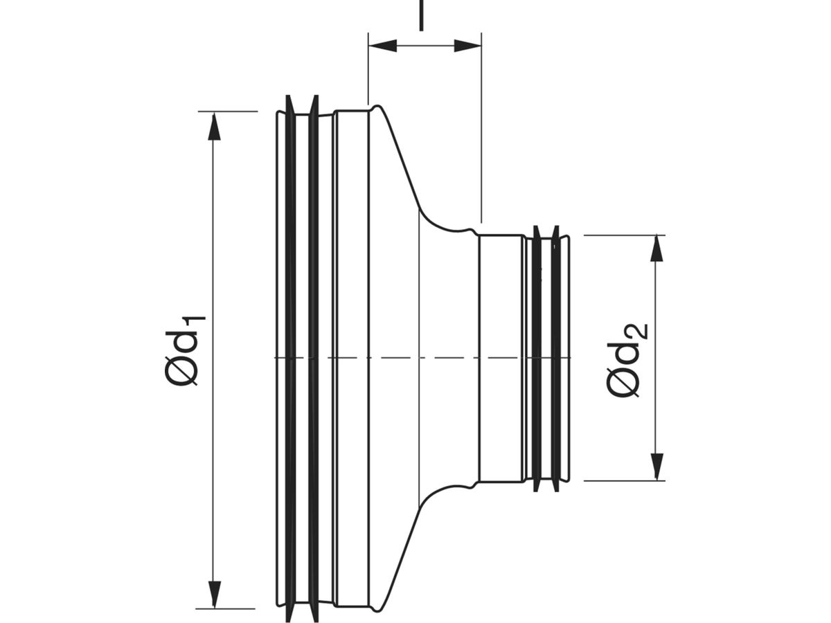 Spiral-Verbindungsnippel redu. 200/125mm - RCU-V gepresst