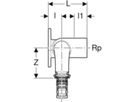 Geberit Mepla-Doppelanschlusswinkel - 20/20 90°, Rp 1/2"