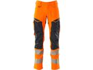 Hose mit Knietaschen, Stretch, Gr. 90C54 - hi-vis orange/schwarzblau, 92% PES/8%EL