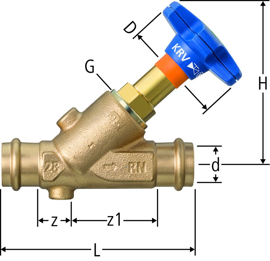 Optipress-Aquaplus-KRV-Ventil - mit Easy-Top-Oberteil aus Rotguss