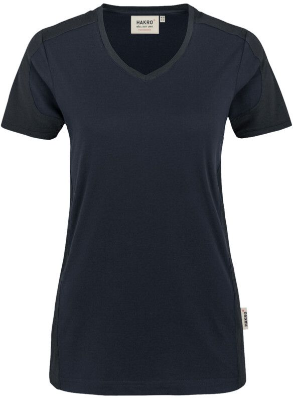 Damen-V-Shirt Contrast Performance - 50% Baumwolle, 50% Polyester, 160 g/m²