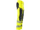 Hose mit Knietaschen, Stretch, Gr. 76C54 - hi-vis gelb/schwarzblau, 92% PES/8%EL