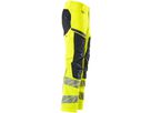 Hose mit Knietaschen, Stretch, Gr. 76C52 - hi-vis gelb/schwarzblau, 92% PES/8%EL