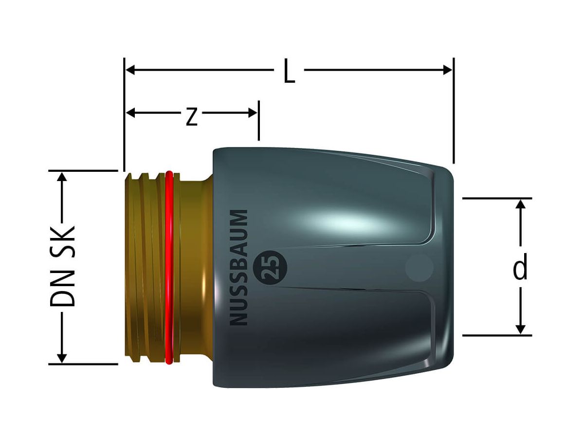 Schnellkupplung mit Überwurfmutter - auf Optiflex-PrOfix, SK20 x 25