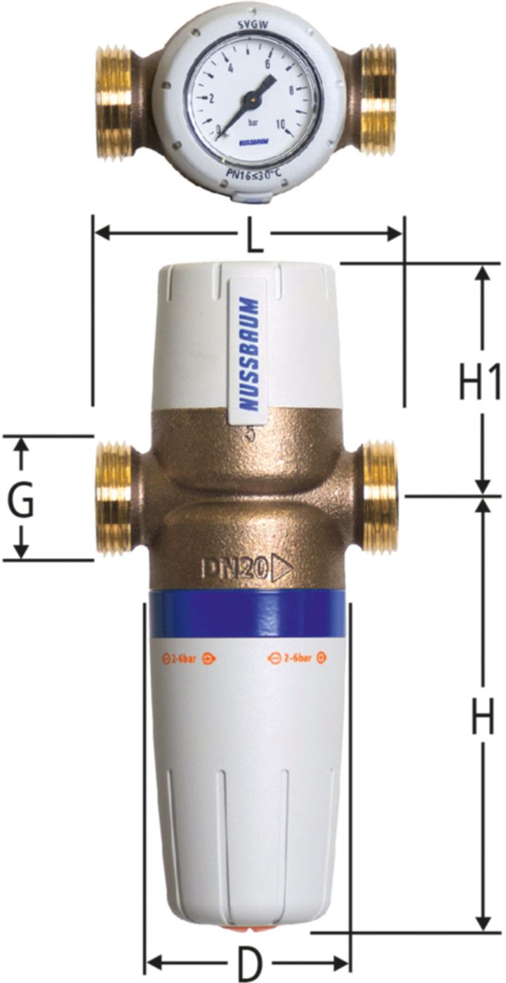 Druckreduzierventil NUSSBAUM - inkl. Manometer
