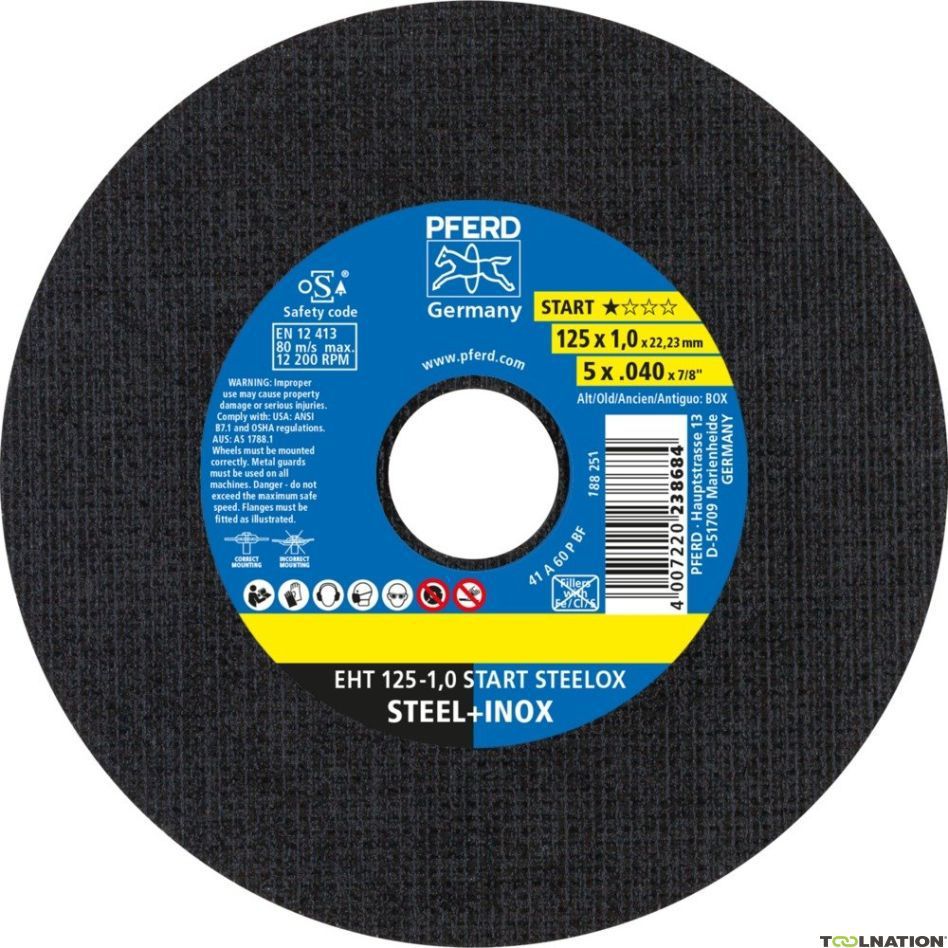 Trennscheiben Inox EHT 125-1.0 A60 - Stahl/Inox flach, (Preisgünstig)