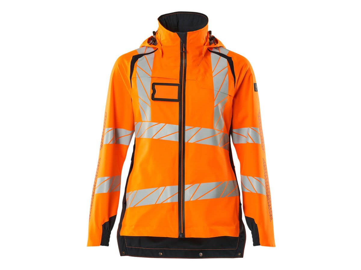 Hard Shell Jacke, Damenpassform, Gr. M - hi-vis orange/schwarzblau, 100% PES