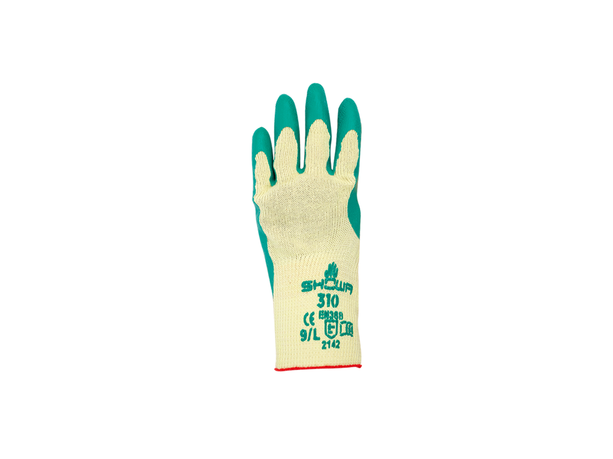 Schutzhandschuhe SHOWA grün - aus Naturlatex-Handflächenbeschichtung