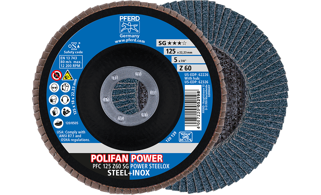 Fächerschleifscheibe Polifan PFC ø 125mm - Z60 SG Power Steelox