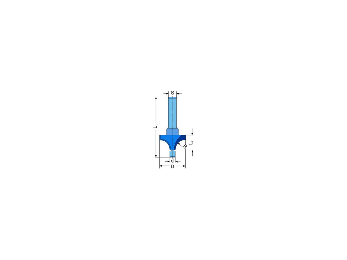 HS Abrundfräser 12mm/R3mm/6.35mm - JSO Fräser für Oberfräse Nr. 22 403