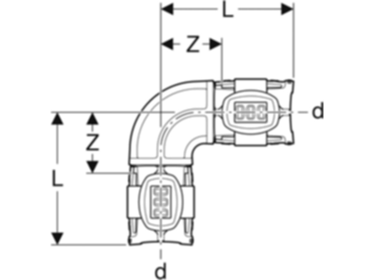 Bogen 90° - GEBERIT FlowFit d Ø 50 mm