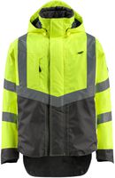Regenjacke Harlow Gr. 2XL, 210 g/m² - hi-vis-gelb/dunkelanth. 100% Polyester
