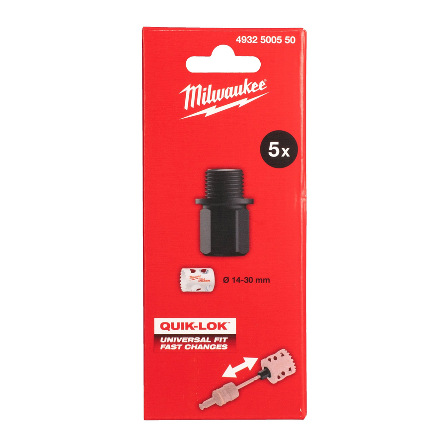 Adapter MILWAUKEE QUIK-LOK Grösse S - 1/2"x20 mm, Pak à 5 Stk.