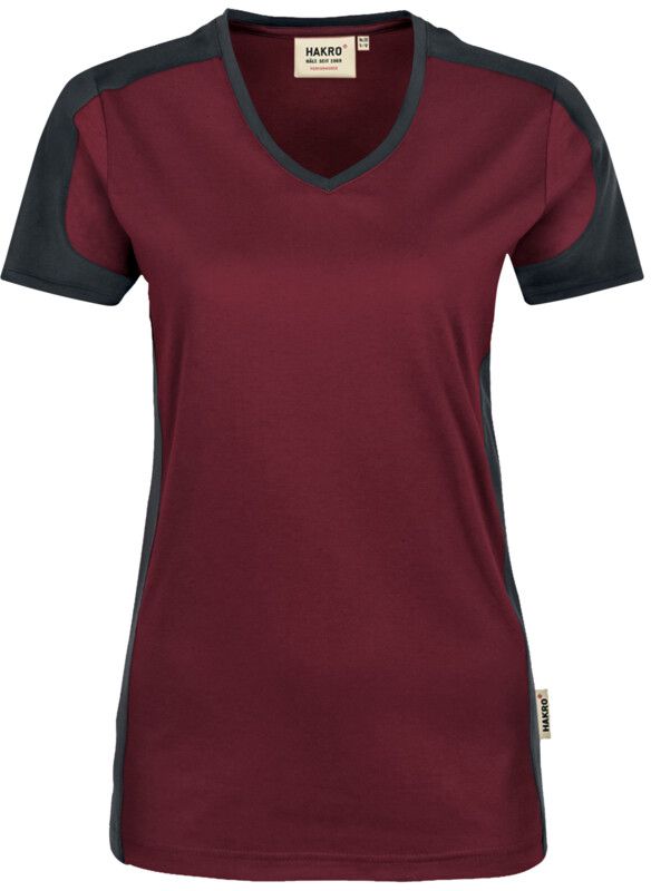Damen-V-Shirt Contrast Performance - 50% Baumwolle, 50% Polyester, 160 g/m²