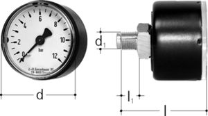 Manometer JRG - 12 Bar, Anschluss hinten