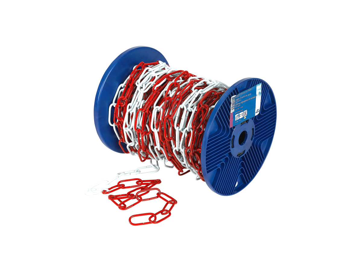 Absperrkette MEISTER Stahl - rot-weiss oval