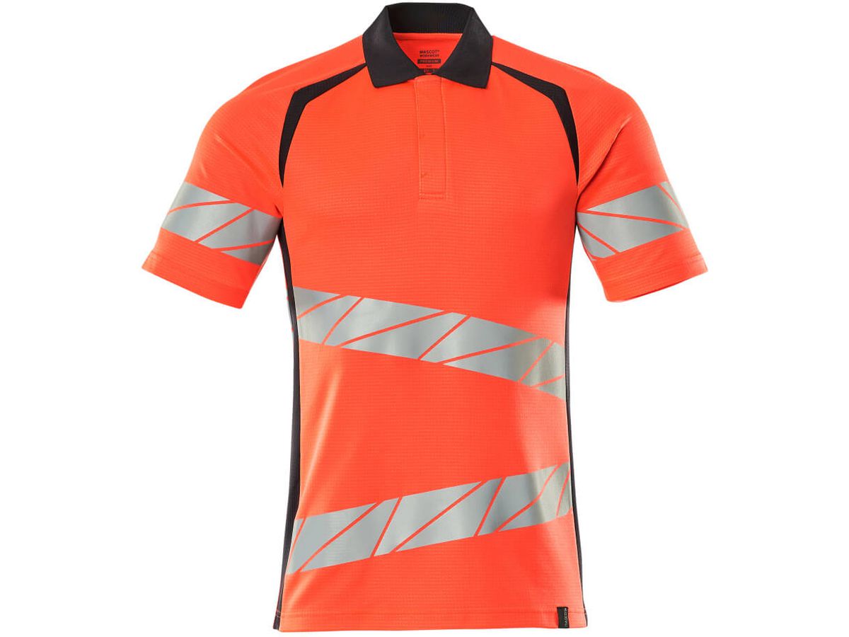 Polo-Shirt fluoreszierend, Gr. XL ONE - hi-vis rot/schwarzblau