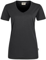 Damen V-Shirt Mikralinar, Gr. 2XL - karbongrau