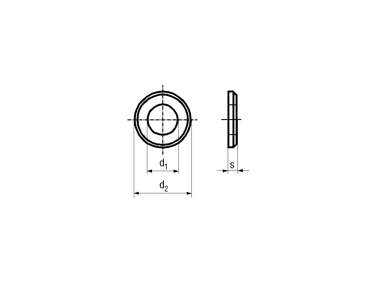 Scheib. m Fase Stahl brün. M6/6,4/12/1,6 - DIN 125B    Pak à 200 Stk