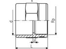 Übergangs-Muffe PVC-U metrisch Rp - mit Klebemuffe und zylindrischem Rohr IG