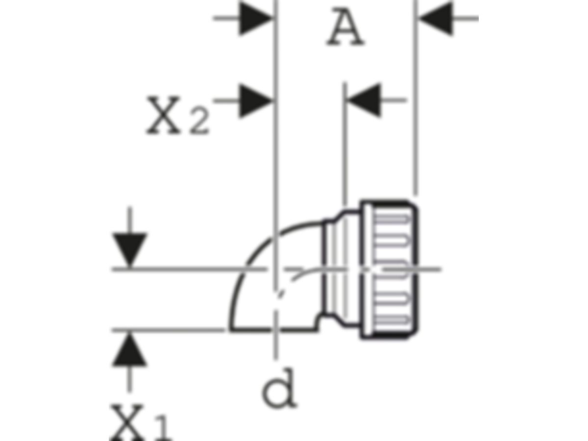 Geberit PE Bogen 90° mit Verschraubung