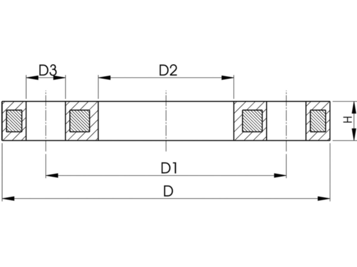 Losflansch Polypropylen m/Stahleinlage - PE140mm / NW125, zu Vorschweissbund
