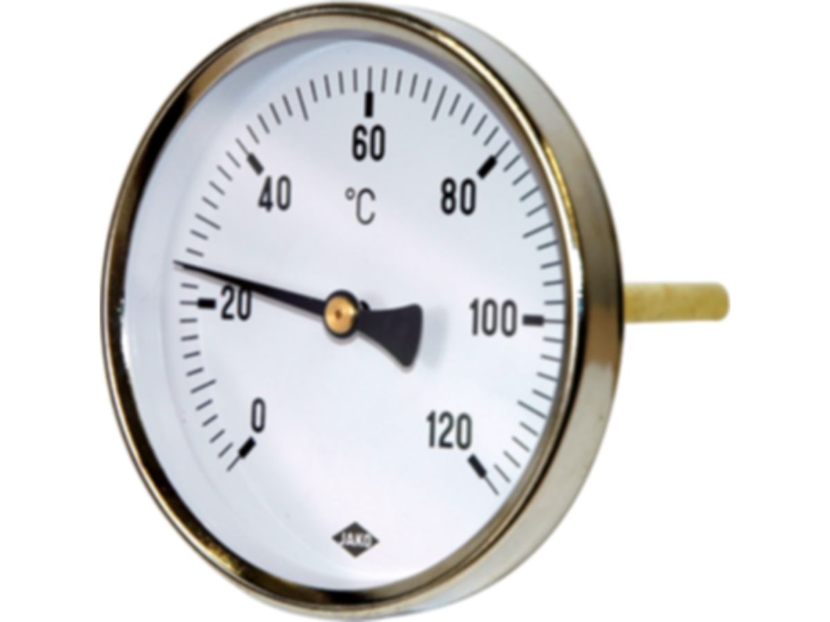 Bimetall-Thermometer JAKO D100 L45 Fig20 - für Heizung ohne Tauchhülse 0-120°C