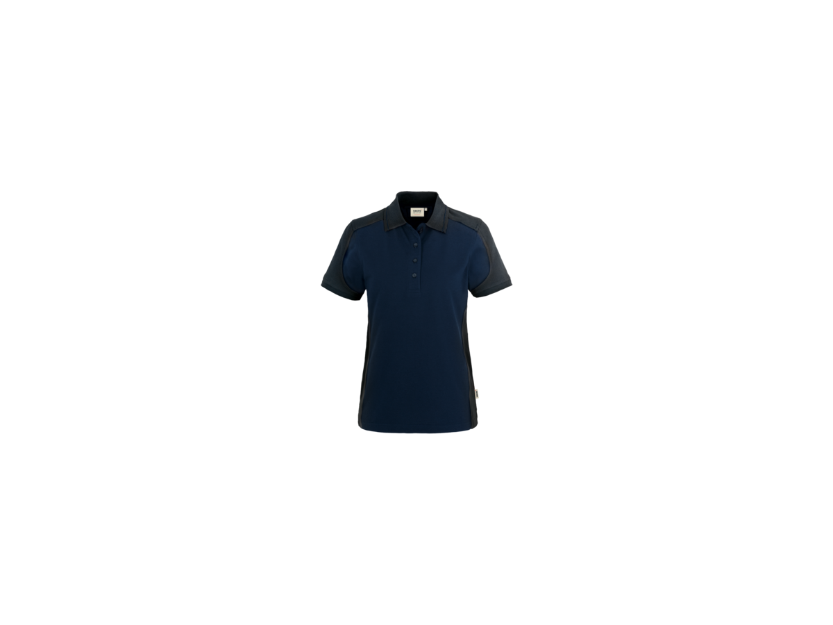 Damen-Polosh. Contr. Perf. L tinte/anth. - 50% Baumwolle, 50% Polyester, 200 g/m²
