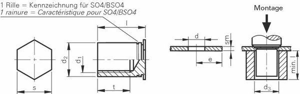 Einpress-Gewindebuchse BSO4 (INOX) - für metallische Werkstoffe