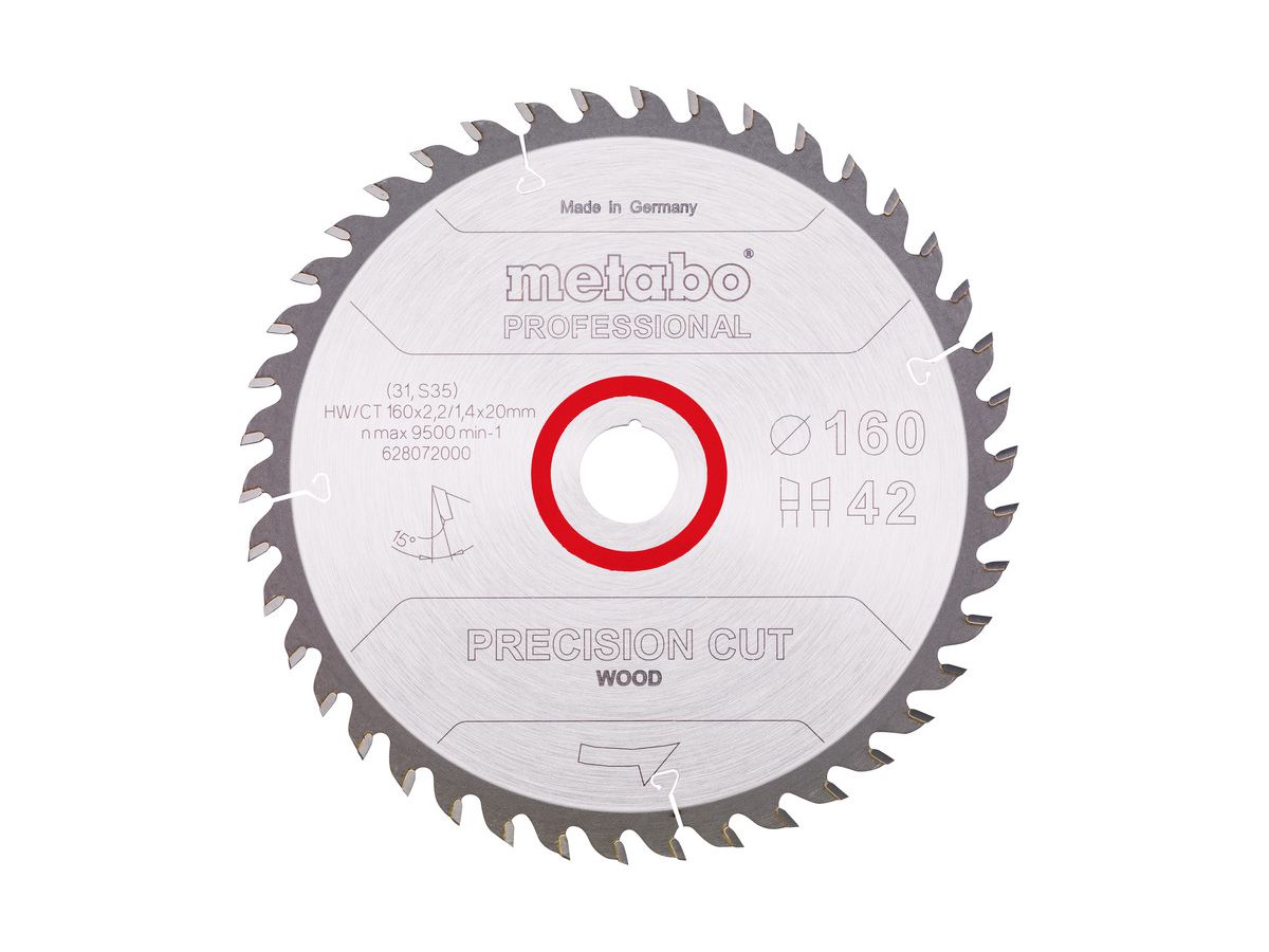 Kreissägeblatt METABO 160x20 Z42 WZ 15° - PrecisionCut Wood-Professional