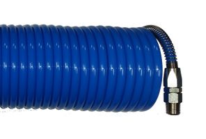 PA Spiralschlauch mit drehbarer - Verschraubung & Knickschutz Blau