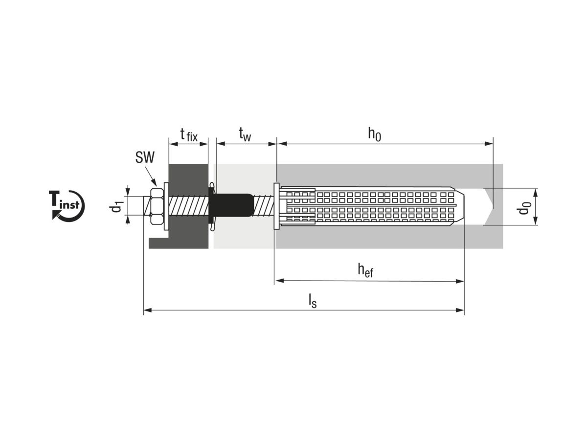 Montagesystem M12 x 300 mm - Pak à 2 Stk. TOX Thermo Proof