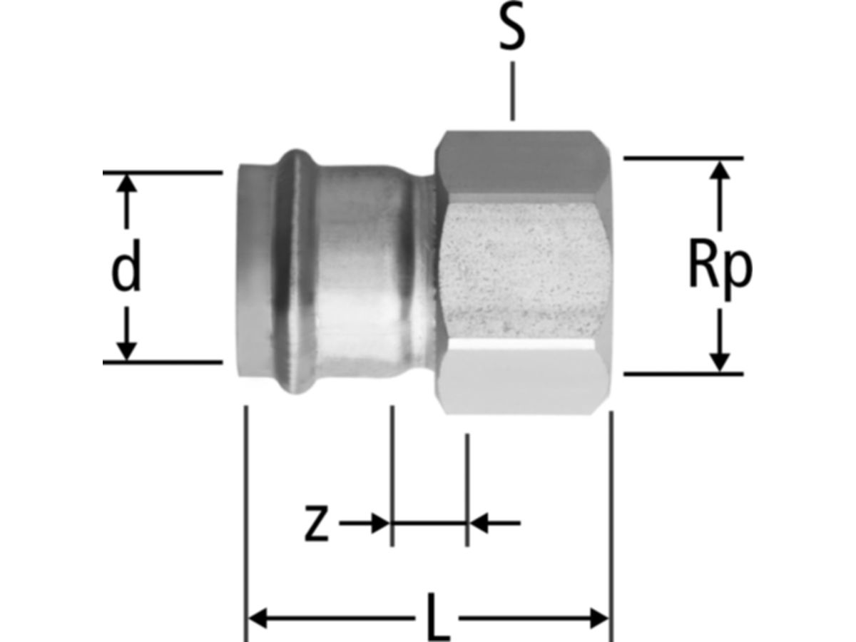 Optipress-Inox-Übergang - mit Innengewinde