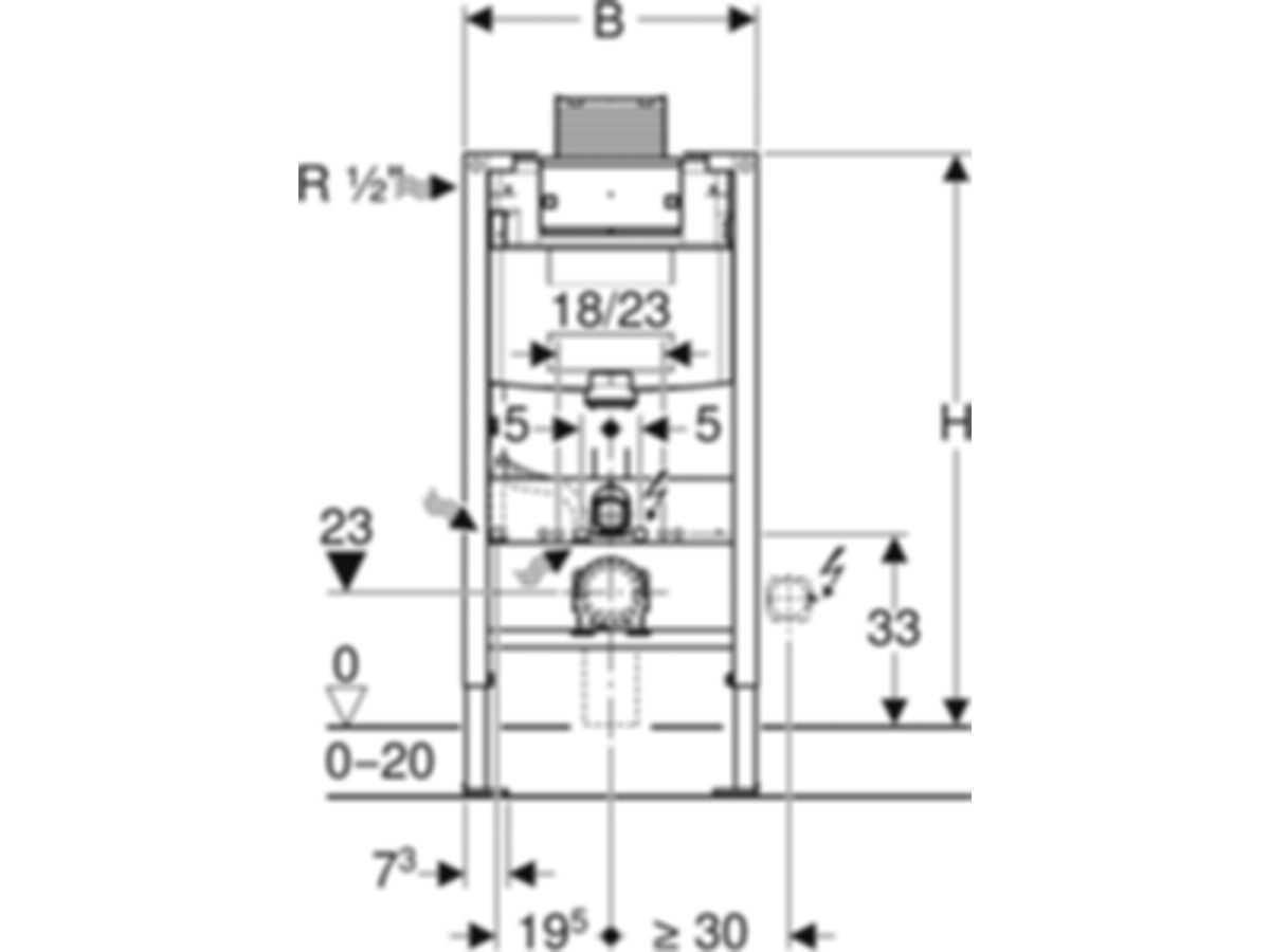 Geberit Duofix Wand-WC-Element Omega - Betätigung von oben / vorne, Typ 98