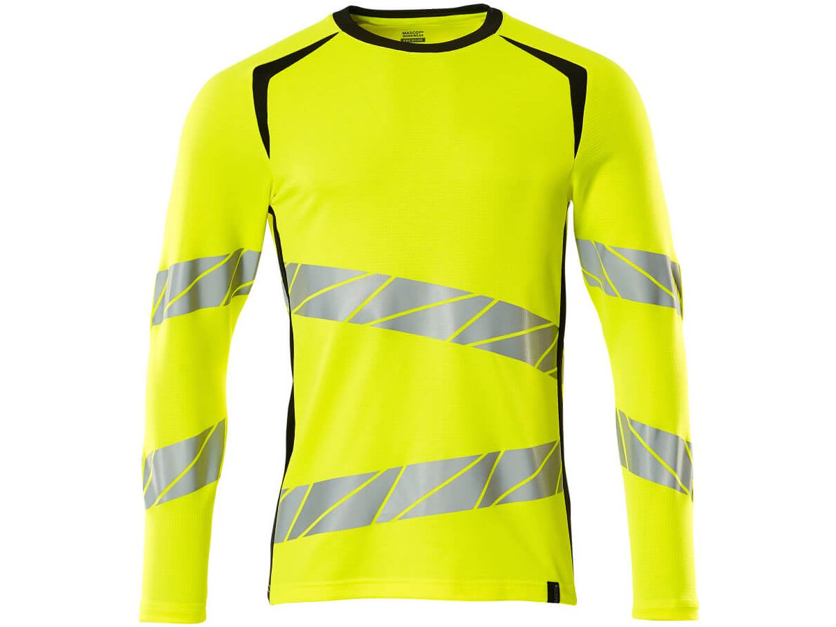 T-Shirt Langarm modern fit, Gr. 5XLONE - hi-vis gelb/schwarz