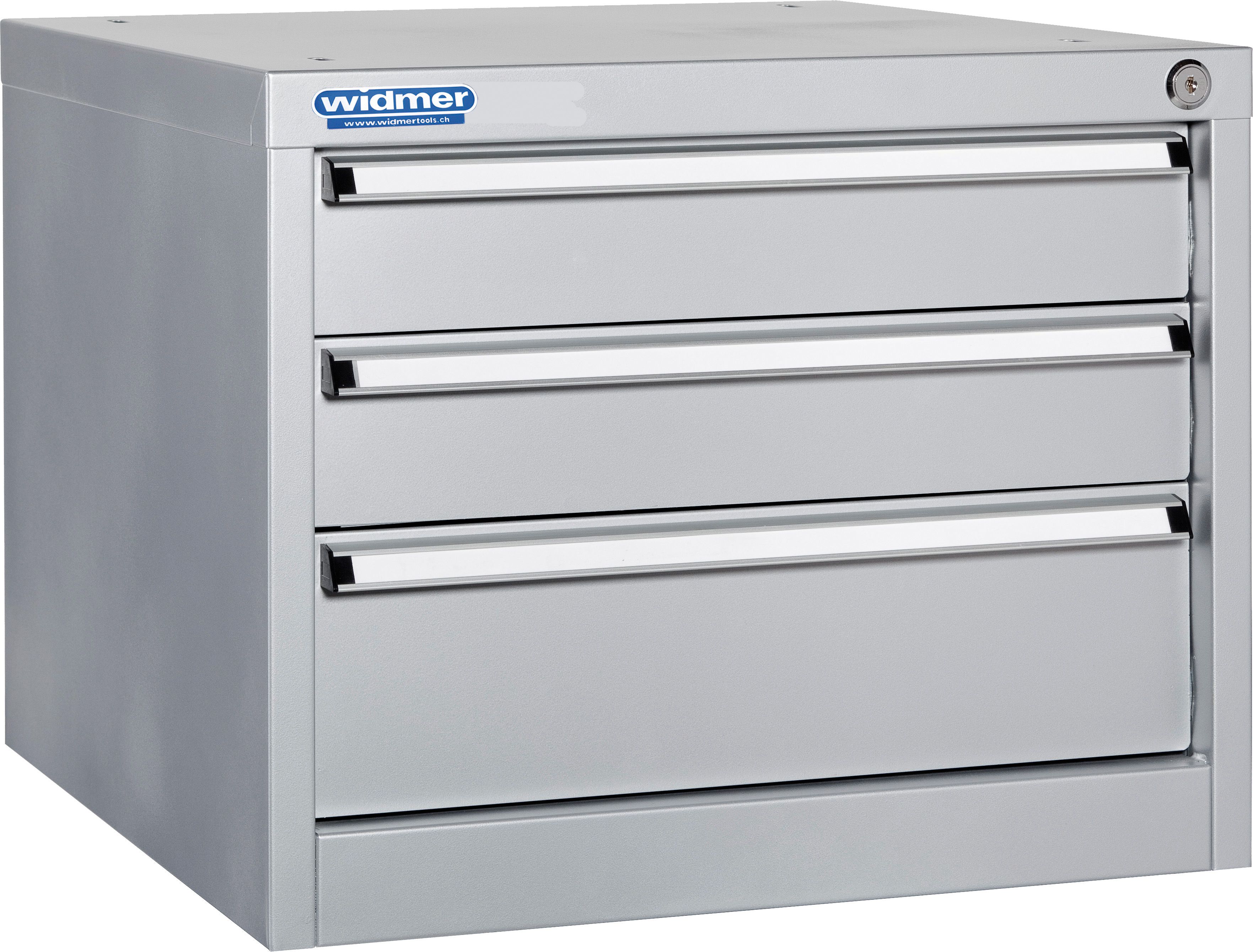 Unterschrank mit 3 Schubl. H100-100-150 - p.Schubl.70kg,B565xT580xH450mm,hellsilb.