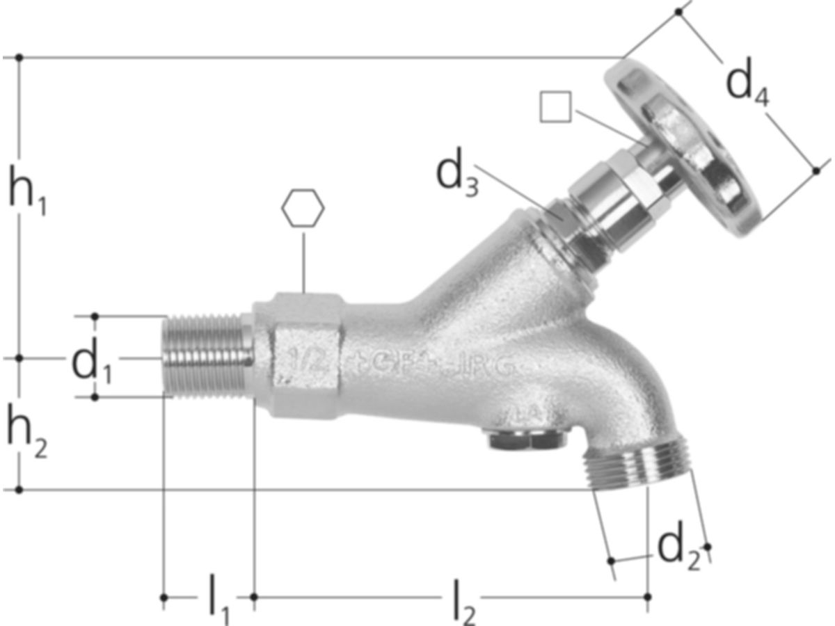 Auslaufventil mit Handrad - mit Rohrbelüfter o. Schlauchverschr.