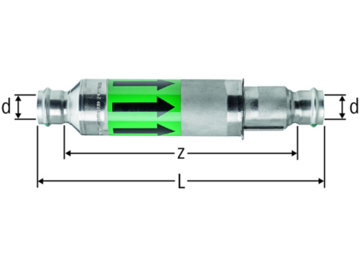 Optipress-Aquaplus-Längenkompens. 42 mm - PN16, vorgespannt