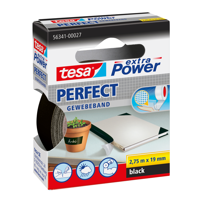 Gewebeband TESA Extra Power Perfect 19mm - kunststoffbeschichtet, wetterbeständig