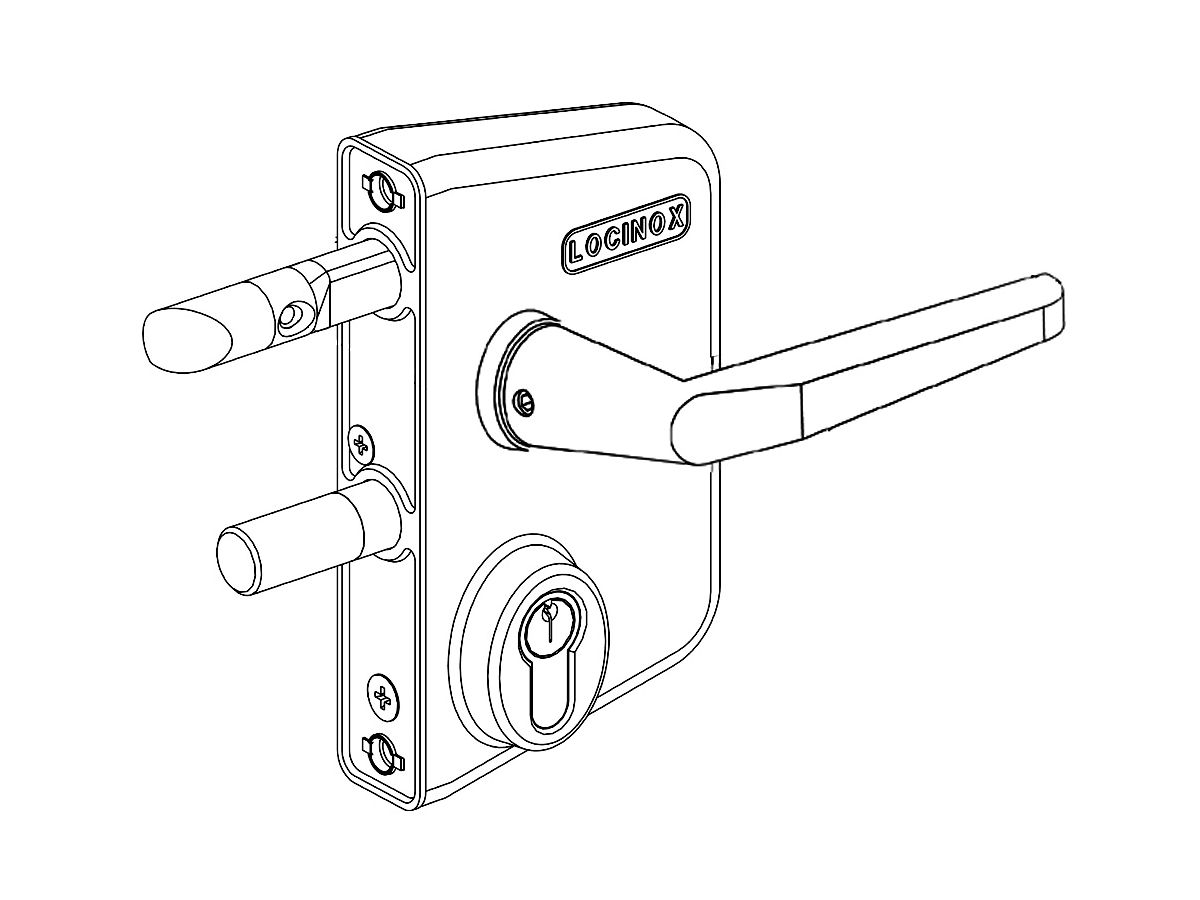 Torschloss LOCINOX verstellbar ø42-48-60 - mit Alu Drücker, Eurozyl.3Schl. 40-50-60