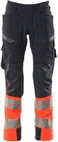 Hose mit Schenkeltaschen, Gr. 90C46 - schwarzblau/hi-vis rot