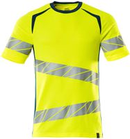 T-Shirt Premium zweifarbig, Gr. 2XLO - hi-vis gelb/dunkelpetroleum