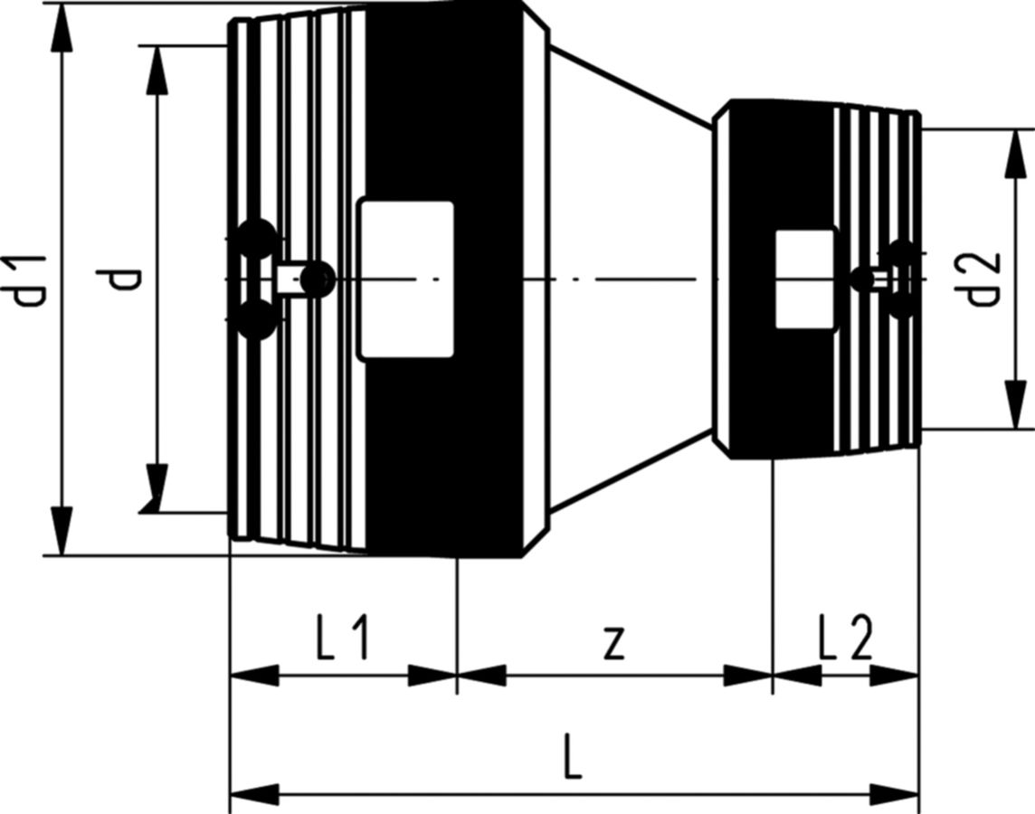 Reduktion PE100 S-5 SDR 11 PN ELGEF - 10 bar Gas / 16 bar Wasser