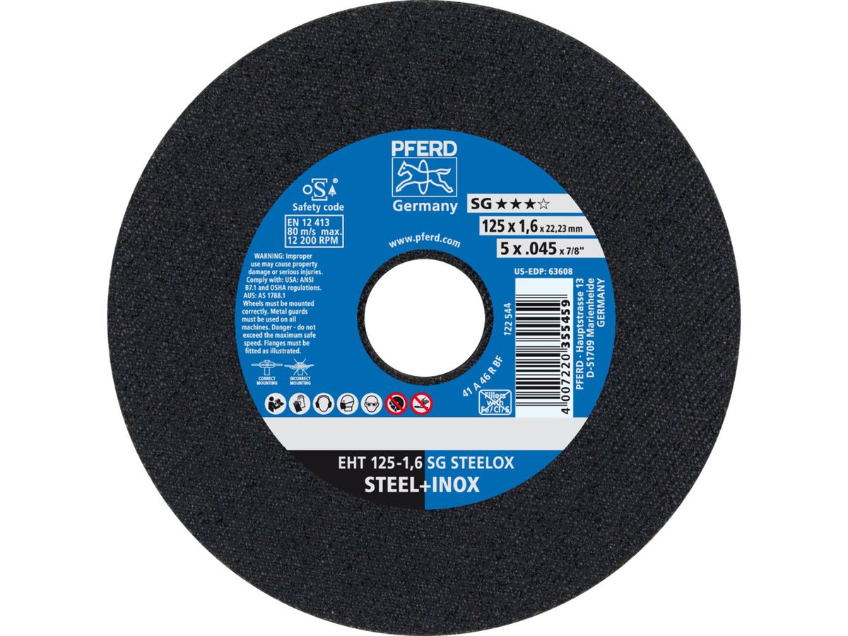 Trennscheibe EHT 125-1.6SG STEELOX - Stahl/Inox flach (Pack à 25 Stk.)