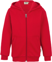 Kids-Kapuzensweatjacke Premium 116 rot - 70% Baumwolle, 30% Polyester, 300 g/m²